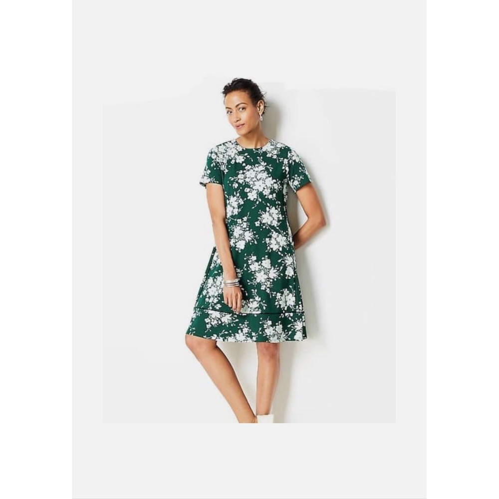 J. Jill Wearever Perfect T-Shirt Dress XS Green White